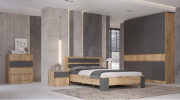 Шкаф 4-х створчатый Ленора, Дуб вотан/Графит