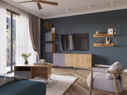 Шкаф навесной Ливерпуль, вотан/графит софт  